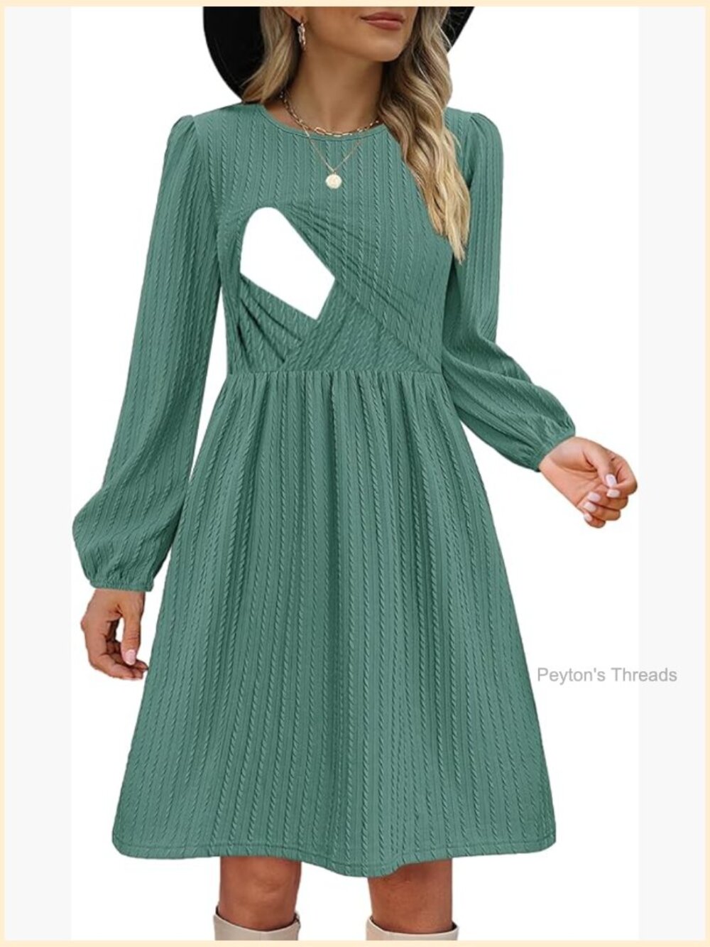 Nursing Dress Long Sleeve Maternity Flowy Knee Length Babydoll